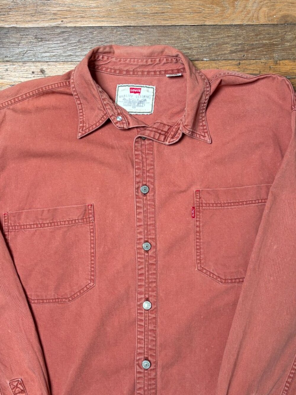 1990's Levi's Button Down Long Sleeve Shirt, XL, Light Brown - Picture 2 of 8